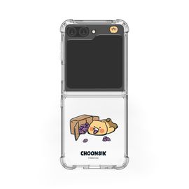 [S2B] LITTLE KAKAO FRIENDS Clear TPU+PC Bumper Case for Galaxy Z Flip6 – Dual Protection, Shock-Absorbing Corners, Side Loop Strap Hole, Precise Fit - Made in Korea